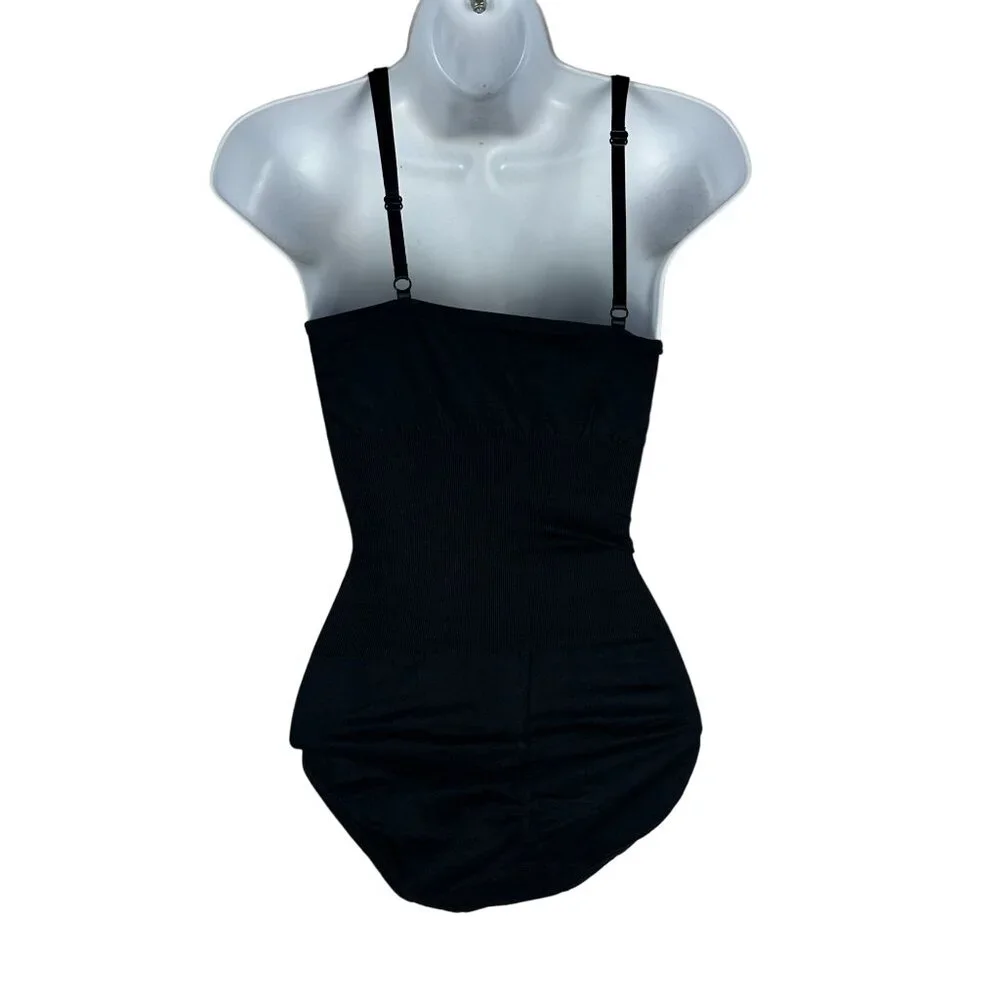 Black One-Piece Bodysuit With Adjustable Straps & Snap Closure Size S